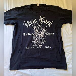Ed Hardy Black Short Sleeve Tee with New York Graphic